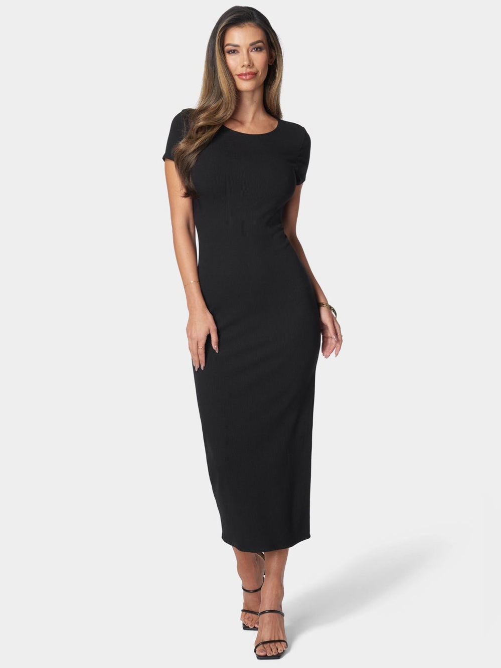 BEBE RIB MAXI T-SHIRT DRESS